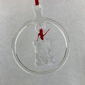 VTG MJDesigns Hanging Glass Ornament Teddy Bear 7”